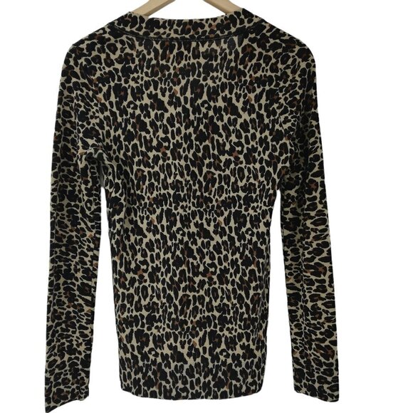 Tory Burch Merino Wool Leopard Print Sweater Size XS Lightweight Long Sleeve - Picture 10 of 11